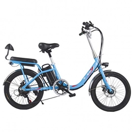 HWOEK Bike HWOEK City Electric Bike for Adults, 20 inch Mini Electric Bike 7 Speed Transmission Gears 48V 8Ah Battery Commute Ebike with Rear Seat Dual Disc Brakes, Blue