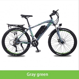 HWOEK Bike HWOEK Electric Mountain Bike, 26'' Adults City Electric Bicycle with Removable 36V 8AH / 10AH / 13 AH Lithium-Ion Battery 27 Speed Shifter Aluminum Alloy Frame Unisex, gray green, 10AH