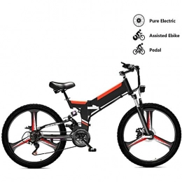 HWOEK Electric Bike HWOEK Folding Electric Bike for Adults, 350W Motor 24-inches Mountain Electric Bike Aluminum Alloy 48V Removable Battery 21 Speed Front Suspension Dual Disc brakes