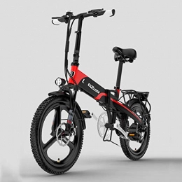HWOEK Bike HWOEK Folding Electric Bike for Adults, 400W Motor 20 inch Urban Commuter E-bike Removable Battery 7 Speed Dual Disc brakes, Red, 10.4Ah