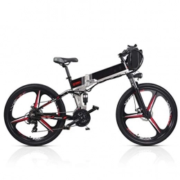 HWOEK Electric Bike HWOEK Folding Electric Mountain Bike, 350W Motor 26''Commute Traveling Adult Electric Bicycle 48V Removable Battery Optional Dual Battery Style Up To 180KM Battery Life, Black, B Dual battery