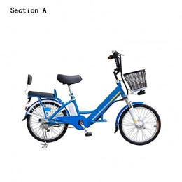 HWOEK Bike HWOEK Urban Commuter Electric Bike, Double Shock Absorption 20 / 24 Inch Adults Lightweight E-Bike with LED Instrument Electronic Tail Light Has A Back Seat, Blue, A
