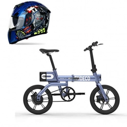 Hxl Bike Hxl Electric Bike 36v 250w 6ah Lithium Battery Leisure Bicycle with Disc Brakes and Three Working Modes16 Inch Road Bicycle Portable Ebike for Adult, Blue, 50km