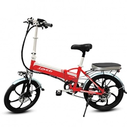 Hxl Electric Bike Hxl Folding Bike With 400w Motor Electric Bike with Front 20 Inch Wheels and Removable Battery 7 Speeds Electric Bicycles, Red