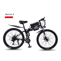 HY-WWK Electric Bike HY-WWK Adult Travel Electric Bicycle, 27-Speed 350W Motor 36V Hidden Removable Battery 26 inch Mountain Folding E-Bike Dual Disc Brakes Unisex, Black, A, Black