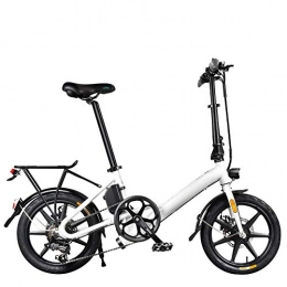 HY-WWK Bike HY-WWK Adults Folding Electric Bike, 250W Motor 16 inch Aluminum Alloy Frame City Travel Electric Bicycle 6 Speed Dual Disc Brakes 36V Lithium Battery with Rear Seat, White, 7.5Ah, White