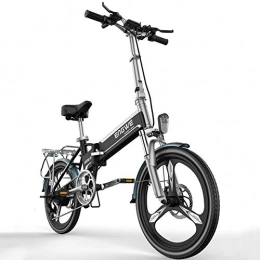 HY-WWK Bike HY-WWK Electric Bicycles 20 inch 400 W Folding Electric Bicycle Sporting with Removable 48V Lithium Battery Charger and Lock Portable and Easy to Caravan, 40To80Km-White, Black
