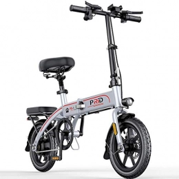 HY-WWK Bike HY-WWK Electric Bike 36V Removable Lithium Battery 14 inch Wheels Led Battery Light Silent Motor Folding Portable Lightweight with USB Charging Port for Adult, 45To55Km-White, White