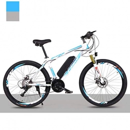 HY-WWK Electric Bike HY-WWK Electric Mountain Bike for Adult, 36V Removable Lithium Battery 26 inch High Carbon Steel Electric Bicycle 21 / 27 Speed Dual Disc Brakes, White Blue, B 8Ah 36Km, White Blue