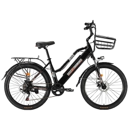 Hyuhome Bike Hyuhome 26" Electric Bike for Adult, Mountain E-Bike for Men, Electric Hybrid Bicycle All Terrain, 36V Removable Lithium Battery Road Ebike, for Cycling Outdoor Travel Work Out (black)