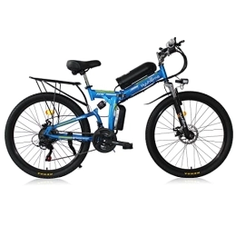 Hyuhome Electric Bike Hyuhome Ebikes for Adults, Folding Electric Bike MTB Dirtbike, 26" 48V 10Ah IP54 Waterproof Design, Easy Storage Foldable Electric Bycicles for Men(blue-02)
