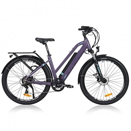 Hyuhome Electric Bike Hyuhome Electric Bikes for Adult Mens Women, 27.5" E-MTB Bicycles Full Terrain, 250W 36V 12.5Ah Mountain Ebikes, BAFANG Motor Shimano 7-Speed Double Disc Brakes for Outdoor Commuter (Purple, 820L)