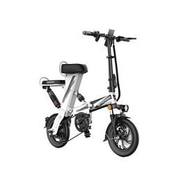 IEASE Electric Bike IEASEzxc Bicycle 12-inch Foldable And Licensed Electric Bicycle Adult Battery Bike Mini Lithium Battery Electric Bicycle (Color : White)