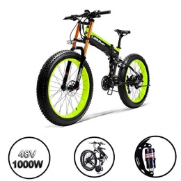IKDWD Able Fat Tire Upgrade 1000W FoldElectric Bike- 14.5AH /48V Lithium Battery MTB Dirtbike 27 Speeds Electric Bicycle 26 Inch E-bike Sports Mountain Bike blue B