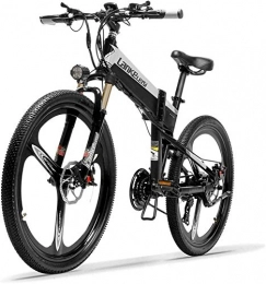 IMBM Electric Bike IMBM 26'' Folding Ebike 400W 48V 14.5Ah Removable Battery 21 Speed Mountain Bike 5 Level Pedal Assist Lockable Suspension Fork, Size:10.4Ah (Color : Black Grey, Size : 12.8Ah+1 Spare Battery)