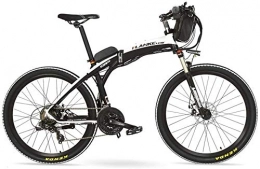 IMBM Electric Bike IMBM GP 26'' 240W E-bike Quick-Folding Mountain Bicycle, 48V 12Ah Battery Electric Bike, Suspension Fork, Front & Rear Disc Brake (Color : Black White, Size : 12Ah)
