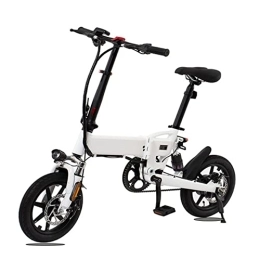 IOPY Bike IOPY Folding 14''Electric City Bike For 250W Motor, With Removable 48V Lithium Battery Portable E-bike For Jungle Trails Snow Beac (Color : White, Size : 36V / 7.8AH)