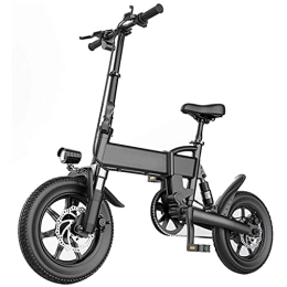 J&LILI Bike J&LILI Electric Bicycle Foldable E-Bike, 14" / 16" Inch Electric Bicycle with 250W / 36V, 5.2Ah, 7.8Ah Lithium Battery, 25 Km / H Top Speed, Black, 14" / 5.2AH