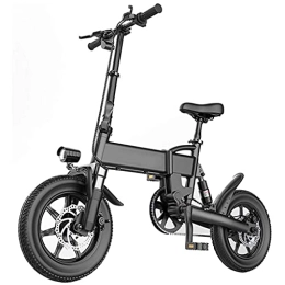 J&LILI Bike J&LILI Electric Bicycle Foldable E-Bike, 14" / 16" Inch Electric Bicycle with 250W / 36V, 5.2Ah, 7.8Ah Lithium Battery, 25 Km / H Top Speed, Black, 14" / 7.8Ah