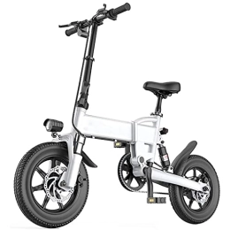J&LILI Electric Bike J&LILI Electric Bicycle Foldable E-Bike, 14" / 16" Inch Electric Bicycle with 250W / 36V, 5.2Ah, 7.8Ah Lithium Battery, 25 Km / H Top Speed, White, 14" / 5.2AH