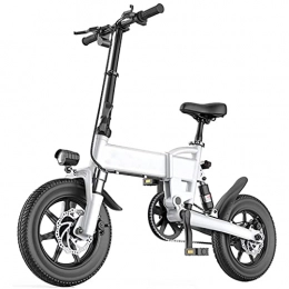 J&LILI Bike J&LILI Electric Bicycle Foldable E-Bike, 14" / 16" Inch Electric Bicycle with 250W / 36V, 5.2Ah, 7.8Ah Lithium Battery, 25 Km / H Top Speed, White, 16" / 7.8Ah