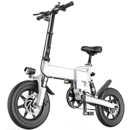 J&LILI Electric Bike J&LILI Electric Bicycle Foldable E-Bike, 14" / 16" Inch Electric Bicycle with 250W / 36V, 5.2Ah, 7.8Ah Lithium Battery, 25 Km / H Top Speed, White, 16 inch / 5.2AH