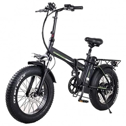 J&LILI Bike J&LILI Electric Folding Wheel Unisex Foldable Bicycle 20 Inch Fat Tire Street Ebike 7 Speed, 500W / 15AH