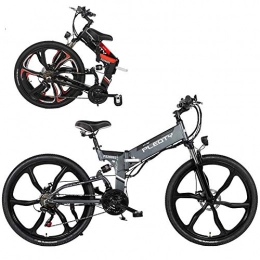 JASSXIN Electric Bike JASSXIN Foldable Adult Mountain Electric Bike, Foldable 48V 10AH Lithium Battery, 480W Aluminum Alloy Bicycle, 21 Speed, 26 Inch Magnesium Alloy Integrated Wheels, Gray