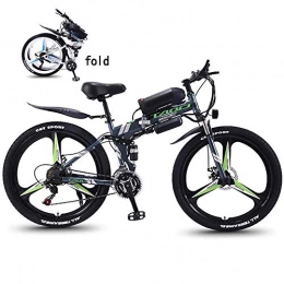 JASSXIN Electric Bike JASSXIN Folding Mountain Bike, Adult Electric Mountain Bike, 350W Snow Bikes, Removable 36V 10AH Lithium-Ion Battery For, Premium Full Suspension 26 Inch Electric Bicycle, Green, 21speed