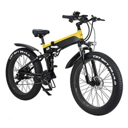 Jieer Electric Bike JIEER Adult Folding Electric Bikes, Hybrid Recumbent / Road Bikes, with Aluminum Alloy Frame, LCD Screen, Three Riding Mode, 7 Speed 26 Inch City Mountain Bicycle Booster-Yellow