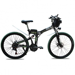 Jieer Electric Bike JIEER Electric Bikes for Adults, 26" Folding Bike, 500W Snow Mountain Bikes, Aluminum Alloy Mountain Cycling Bicycle, Full Suspension E-Bike with 7-Speed Professional Transmission-Green