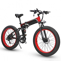 Jieer Electric Bike JIEER Electric Folding Bike Fat Tire 26", City Mountain Bicycle, Assisted E-Bike Lightweight with 350W Motor, 7 Speed Shifter Accelerator, with LCD Screen-Red