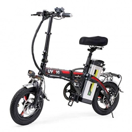 Jieer Bike JIEER Electric Folding Bike, Foldable Bicycle with LED Front Light And LCD Display, Adjustable Height Portable 3 Driving Modes And Double Disc Brake-Black