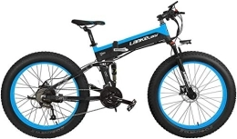 JINHH Electric Bike JINHH 27 Speed 1000W Folding Electric Bicycle 26 * 4.0 Fat Bike 5 PAS Hydraulic Disc Brake 48V 10Ah Removable Lithium Battery Charging (Blue Standard, 1000W)
