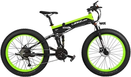JINHH Electric Bike JINHH 27 Speed 1000W Folding Electric Bicycle 26 * 4.0 Fat Bike 5 PAS Hydraulic Disc Brake 48V 10Ah Removable Lithium Battery Charging (Green Standard, 1000W)