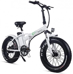 JNWEIYU Electric Bicycle Adult Waterproof Folding Electric Bike 500w 48v 15ah 20" * 4.0 Fat Tire e-bike LCD Display with 5 Levels speed (Color : White)