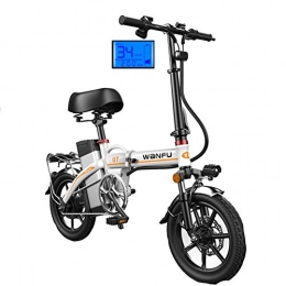 JNWEIYU Bike JNWEIYU Electric Bicycle Adult Waterproof Lightweight Foldable Compact EBike for Commuting & Leisure - 14 Inch Wheels, Rear Suspension, Pedal Assist Unisex Bicycle, 350W / 48V