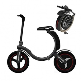 JSZ Electric Bike JSZ Dolphin Electric Bike, 14 Inch Folding Portable E-Bike with Super Lightweight Aluminum Alloy Integrated Wheel, Shimano Pedal Assist Unisex Bicycle for Men And Woman, 36V 350W Rear Engine, Black