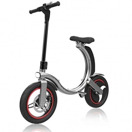 JSZ Electric Bike JSZ Dolphin Electric Bike, 14 Inch Folding Portable E-Bike with Super Lightweight Aluminum Alloy Integrated Wheel, Shimano Pedal Assist Unisex Bicycle for Men And Woman, 36V 350W Rear Engine, Silver