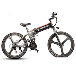 JUN Bike JUN Adult Electric Bicycle, 26-Inch Folding 48V Multi-Function Lithium Battery Aluminum Alloy Cross-Country Mountain Bike, Black
