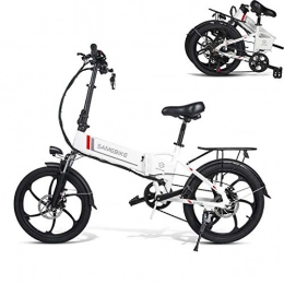 JUYUN Electric Bike JUYUN 20'' Electric Bike Folding Mountain Ebike 350W Electric Bicycle, 35KM / H Commuting Bike with 48V 10.4Ah Lithium Battery, 7 Speed Gears, White