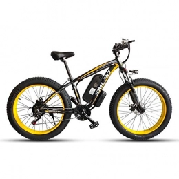 JUYUN Bike JUYUN Electric Bike for Adult, 26'' Mountain Electric Bicycle, Fat Tire Ebike with 48V 15Ah Removable Lithium Battery, 350W Powerful Motor, Professional 21 Speed Gears, Black Yellow