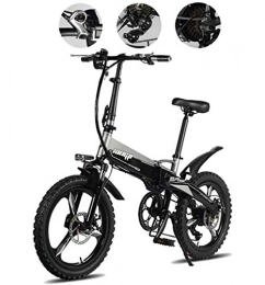 JXH Electric Bike JXH 20In Folding Electric Speed Bicycle with 48V Removable Large Capacity Lithium-Ion Battery And Intelligent Anti-Theft, Three Working Modes Electric Bicycle for Commuting, Gray 12.5A