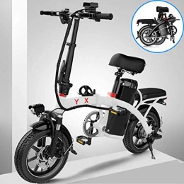 JXH Electric Bike JXH City Electric Bicycle Bike, Electric Commute Bicycle Ebike with 350W Motor And 48V 8Ah Lithium Battery, Three Modes (Up To 25 Km / H), White