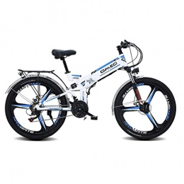 JXXU Bike JXXU 26" Folding Ebike, 300W Electric Mountain Bike for Adults 48V 10AH Lithium Ion Battery Pedal Assist E-MTB with 90KM Battery Life, GPS Positioning, 21-Speed (Color : A)