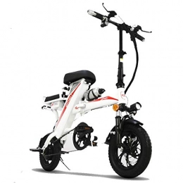 KASIQIWA  KASIQIWA Folding Electric Bicycle, MiniSmall Folding Electric Bicycle 350W Lithium Battery 48V / 20AH Two-seat Brushless Motor 25-30km / h Speed, White