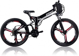 IMBM Electric Bike KB26 21 Speed Folding Electric Bicycle, 48V 10.4Ah Lithium Battery, 350W 26 Inch Mountain Bike, 5 Level Pedal Assist, Suspension Fork (Color : Black Double Battery, Size : Standard)