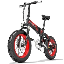 Kinsella Electric Bike Kinsella Lankeleisi X2000PLUS folding electric bicycle, 20 inch * 4.0 fat tire, 48V 12.8ah lithium battery, Shimano 7 speed, electric mountain bike (Red)