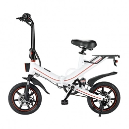 Kjy123 14" Adults Folding Electric Bike - Portable Electric Bicycle/Commute Ebike with 400W Motor, Easy to Store in Caravan, Motor Home, Boat, Car. (Color : White)