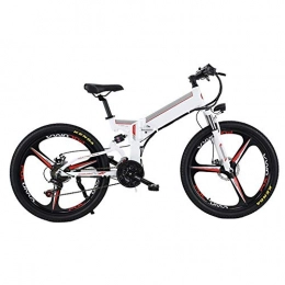 KKKLLL Electric Bike KKKLLL Electric Mountain Bike Lithium Battery 48 V Foldable Bicycle Battery Car Adult Pre and After Mechanical Disc Brakes 26 Inches White
